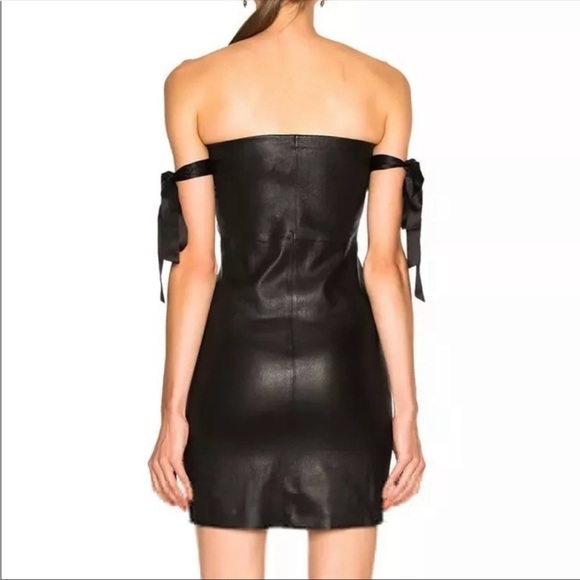 RTA “JULIENNE” OFF-SHOULDER LEATHER MINI DRESS, SZ 2 BLACK NWT! - Picture 10 of 12